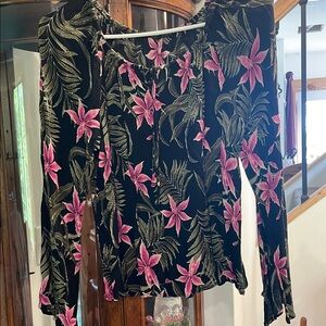 Floral Black and Pink Women's Top